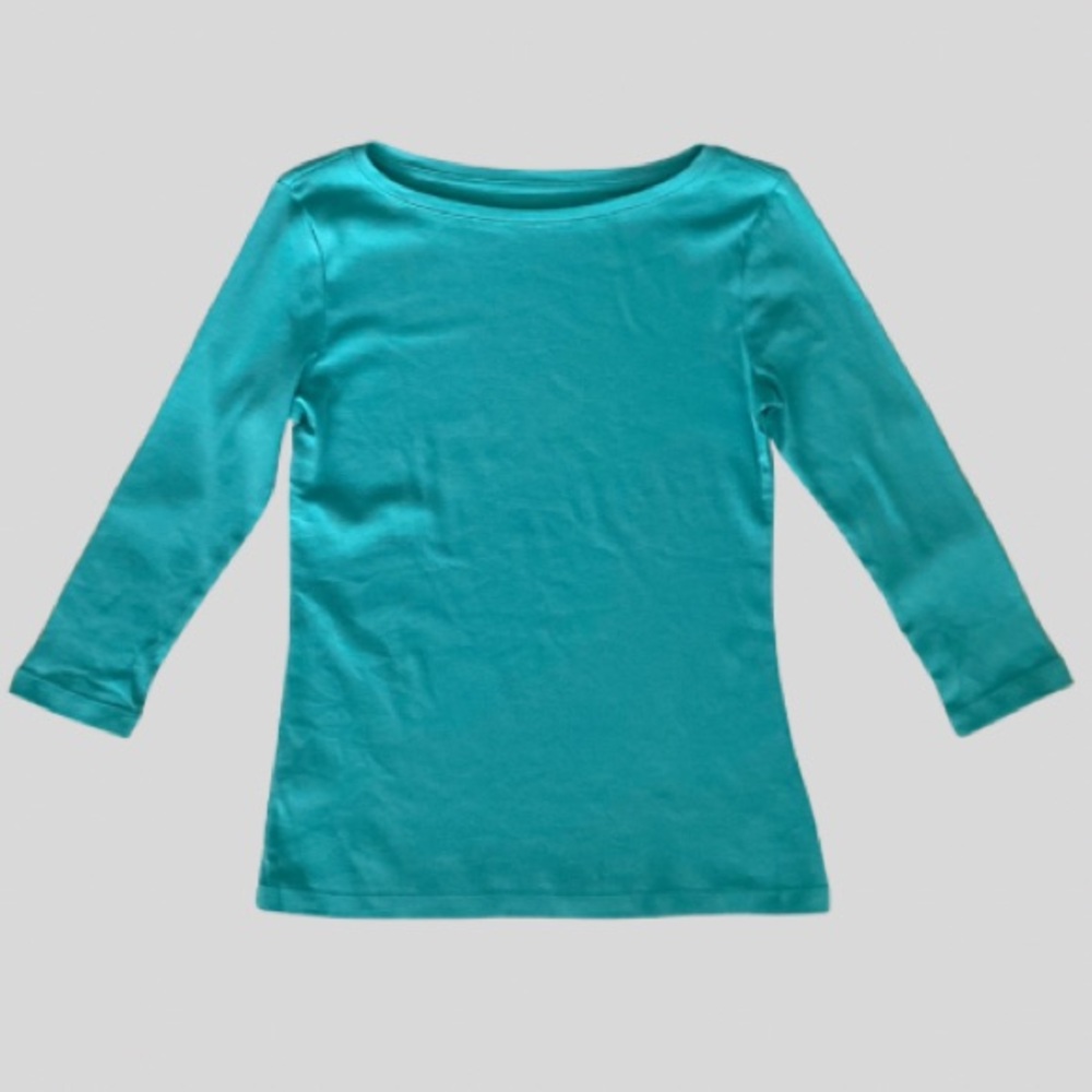 Talbots 100% Pima Cotton 3/4 Sleeve Boatneck Tee Turquoise Size XS NWT - Picture 4 of 9